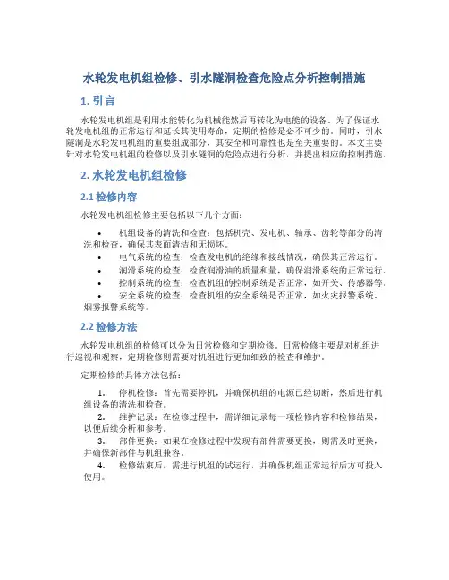 水轮发电机组检修、引水隧洞检查危险点分析控制措施