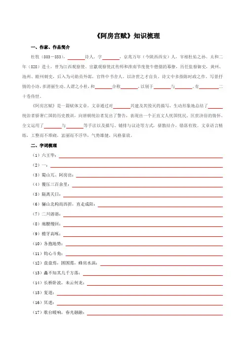 《阿房宫赋》基础知识梳理