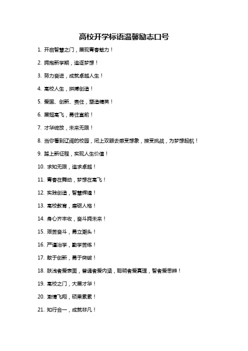 高校开学标语温馨励志口号