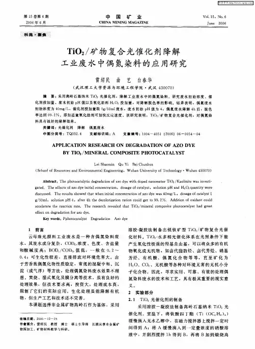TiO2／矿物复合光催化剂降解工业废水中偶氮染料的应用研究