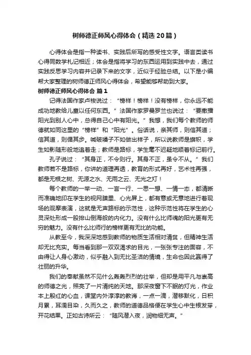 树师德正师风心得体会（精选20篇）