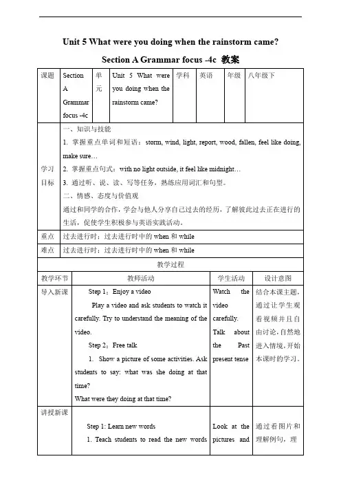 人教版八年级英语下册  Unit 5 Section A Grammar focus-4c 教案