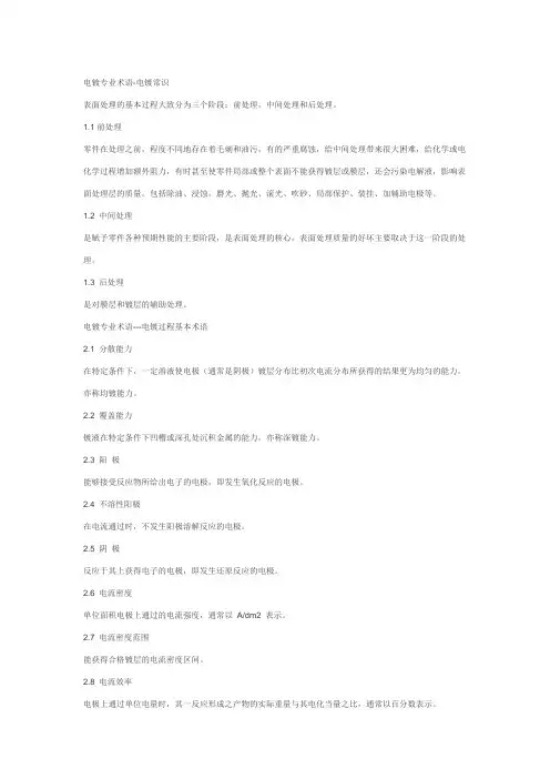 电镀专业术语介绍
