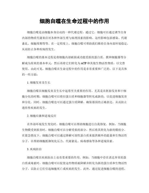 细胞自噬在生命过程中的作用