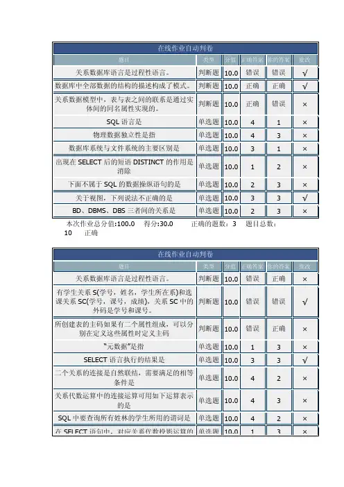 北理网上作业数据库技术与应用
