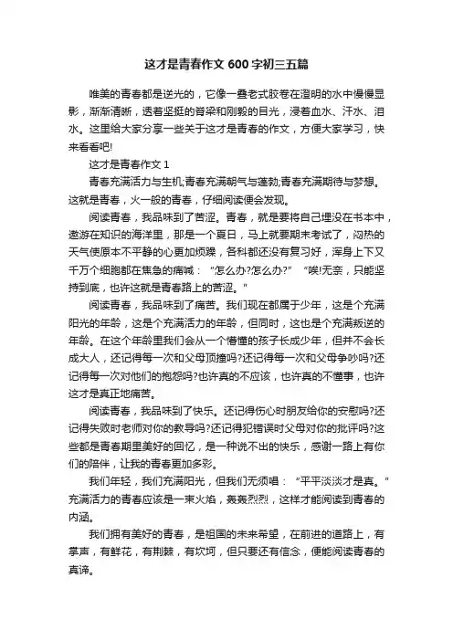这才是青春作文600字初三五篇