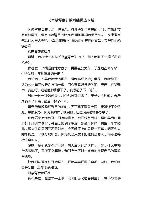 《智慧背囊》读后感精选5篇