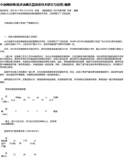 小油嘴放喷(低渗油藏压裂返排技术研究与应用)魏震