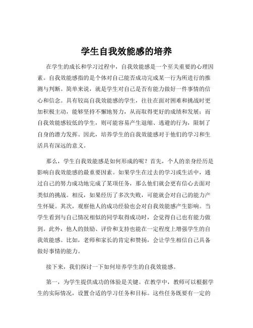 学生自我效能感的培养
