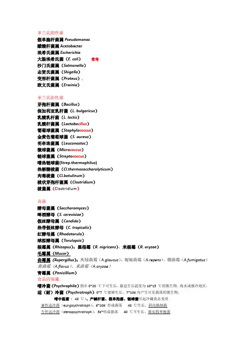 (完整版)食品微生物学复习笔记
