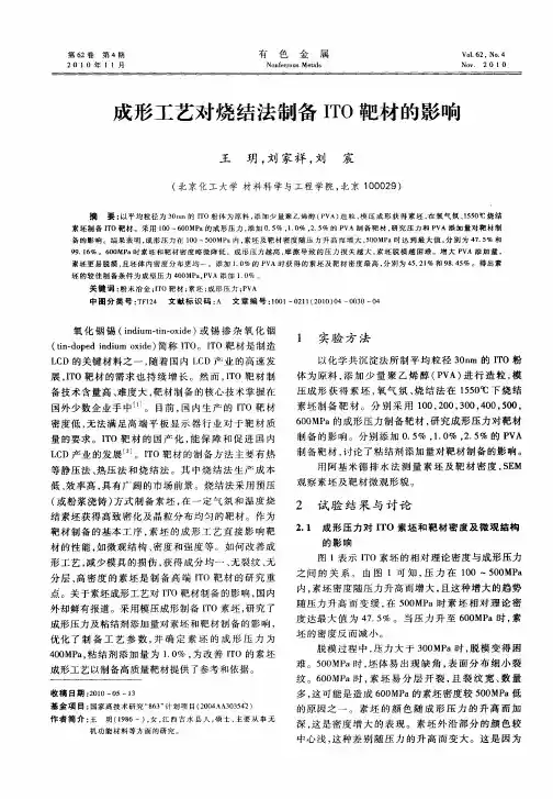 成形工艺对烧结法制备ITO靶材的影响