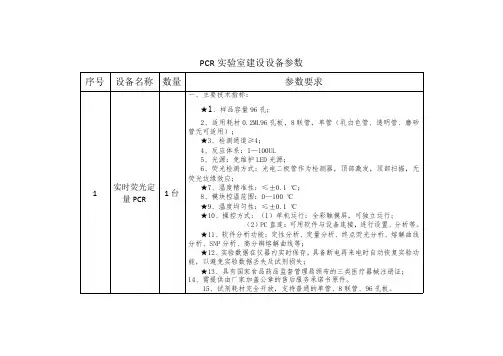 PCR实验室建设设备参数