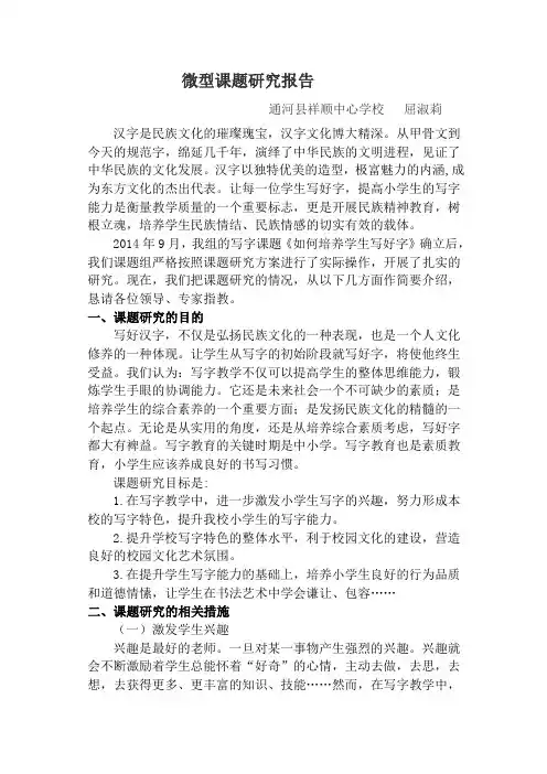 微型课题研究报告