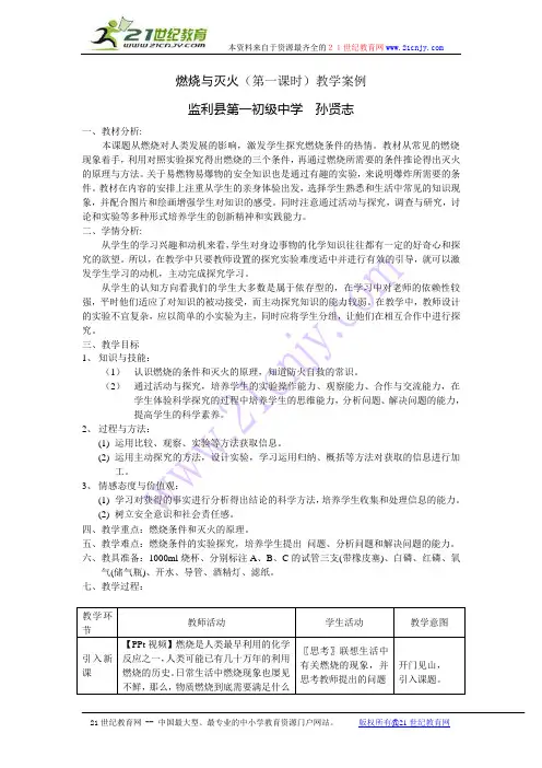 燃烧与灭火(第一课时)教学案例
