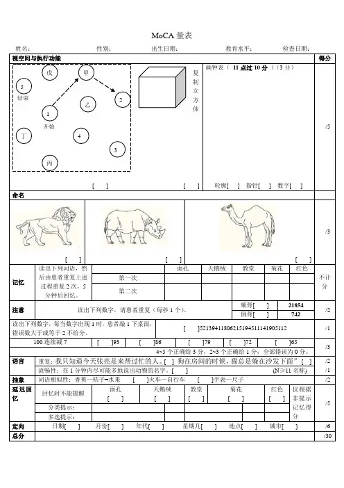 MoCA量表及评分指导(1)