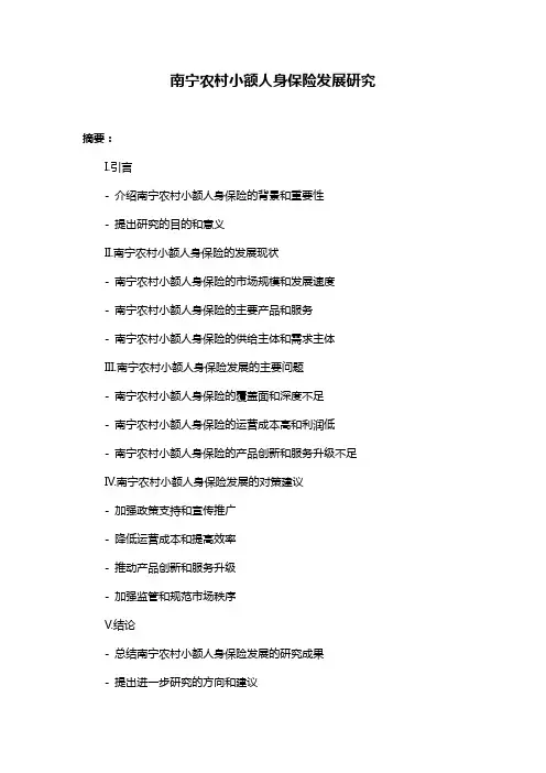南宁农村小额人身保险发展研究