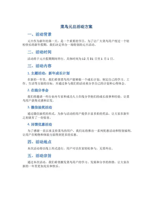 菜鸟元旦活动方案
