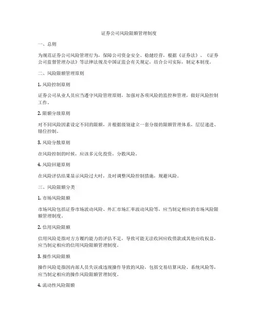 证券公司风险限额管理制度