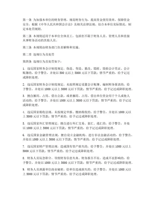 财务管理制度处罚规则