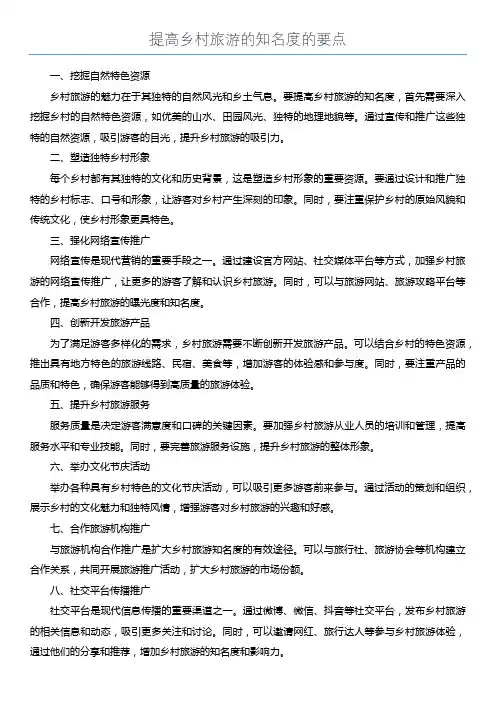 提高乡村旅游的知名度的要点
