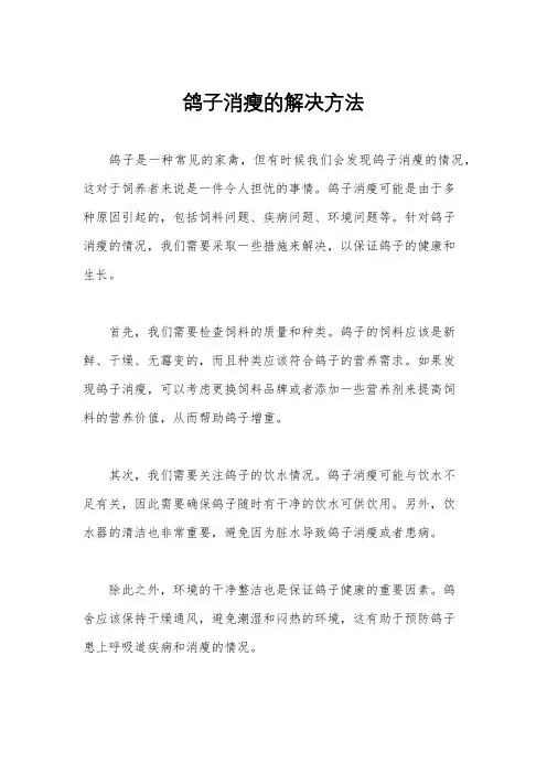 鸽子消瘦的解决方法