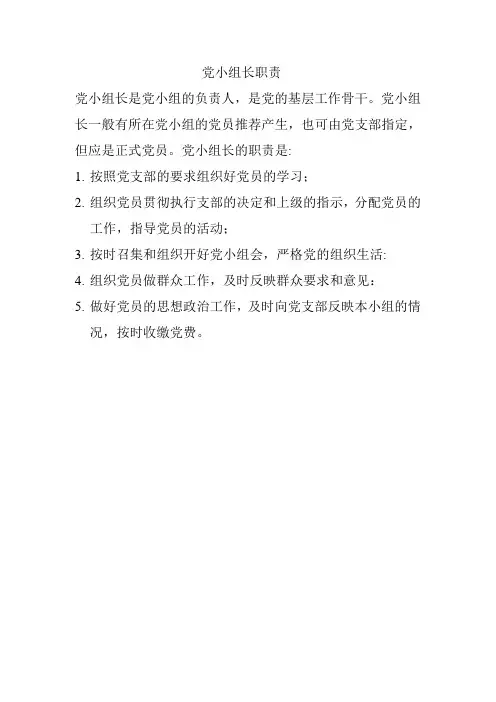 党小组长职责