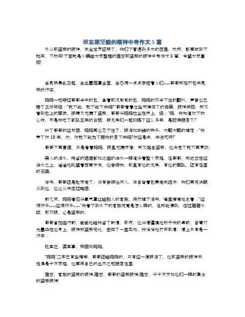 难忘那坚毅的眼神中考作文5篇