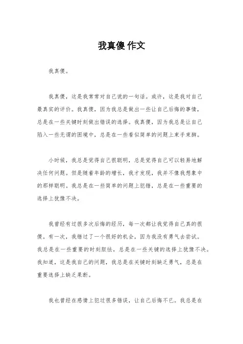 我真傻 作文