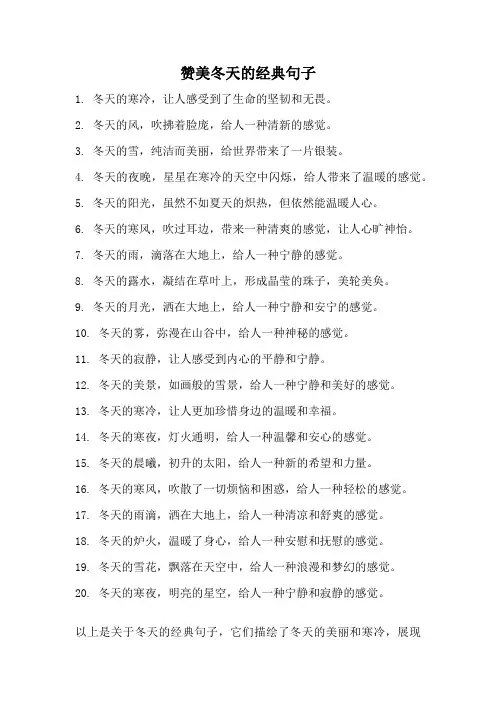 赞美冬天的经典句子