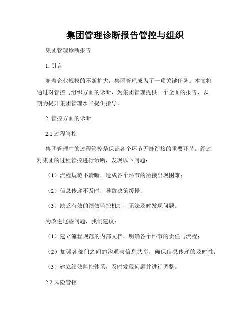集团管理诊断报告管控与组织