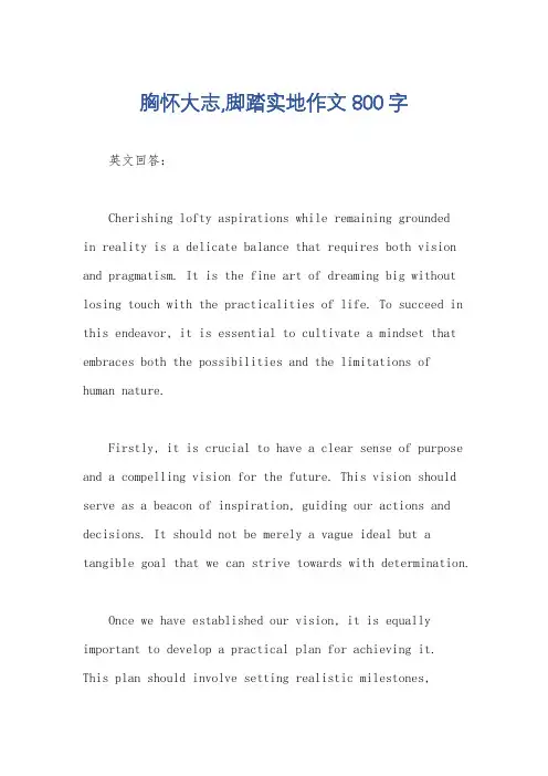 胸怀大志,脚踏实地作文800字