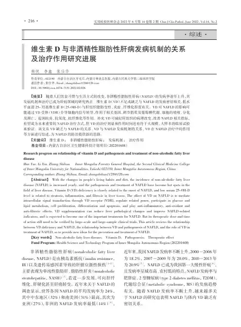维生素D与非酒精性脂肪性肝病发病机制的关系及治疗作用研究进展