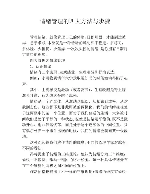 情绪管理的四大方法与步骤