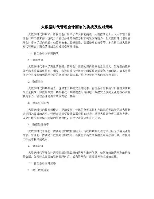 大数据时代管理会计面临的挑战及应对策略