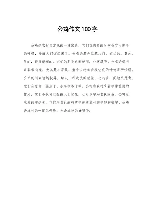 公鸡作文100字