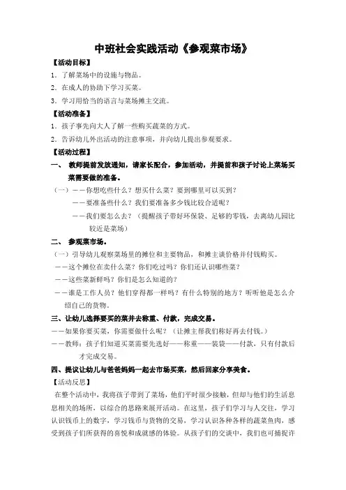 中班社会实践活动《参观菜市场》