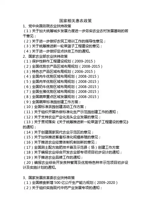 国家相关惠农政策