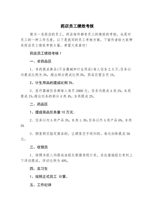 药店员工绩效考核