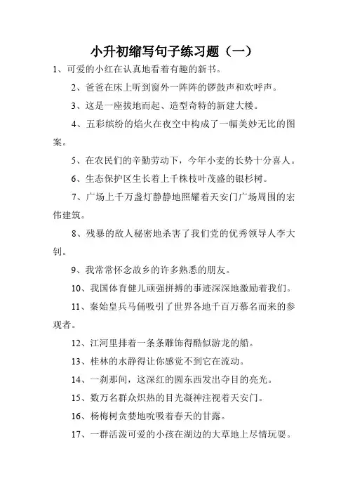 小升初缩写句子练习题(一)