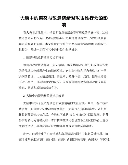大脑中的愤怒与敌意情绪对攻击性行为的影响