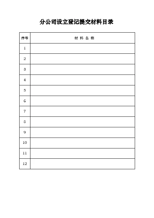分公司设立登记表格(300)