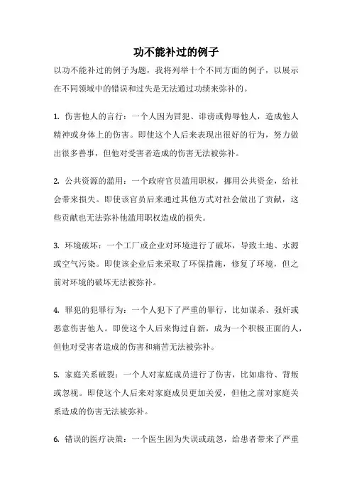 功不能补过的例子