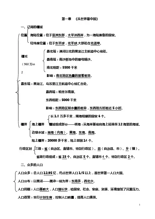 人教版八年级地理上复习提纲