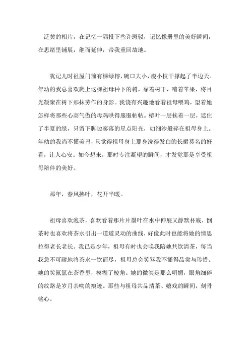 2019年广东中考满分作文：记忆中的美好瞬间