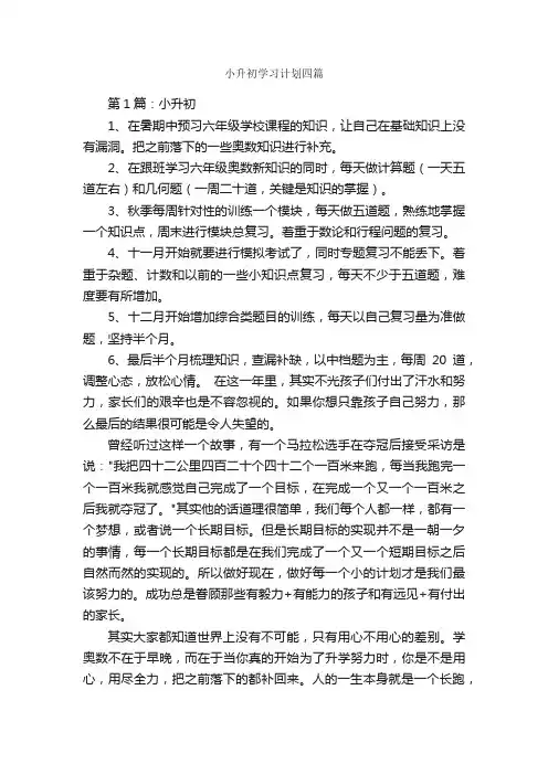 小升初学习计划四篇_学习计划_