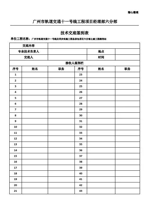 技术交底、培训签到表、培训记录