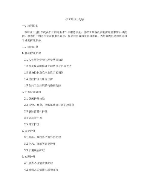 护工培训计划表