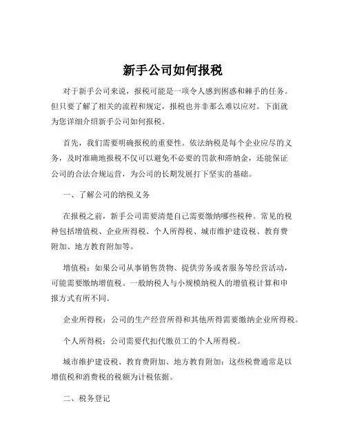 新手公司如何报税