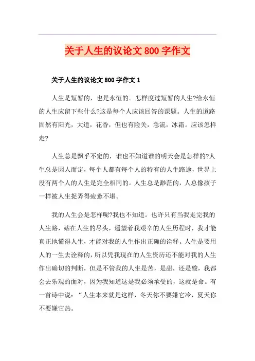 关于人生的议论文800字作文
