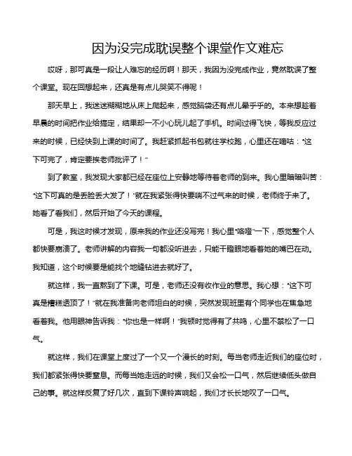 因为没完成耽误整个课堂作文难忘